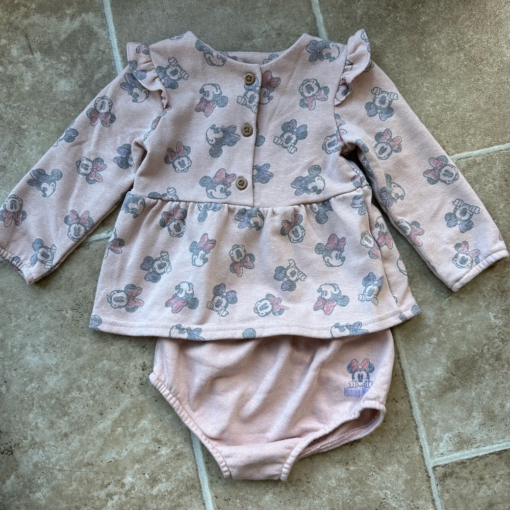 12-18m Pink Minnie Mouse Sweatshirt and Bloomers Set Disney for Primark